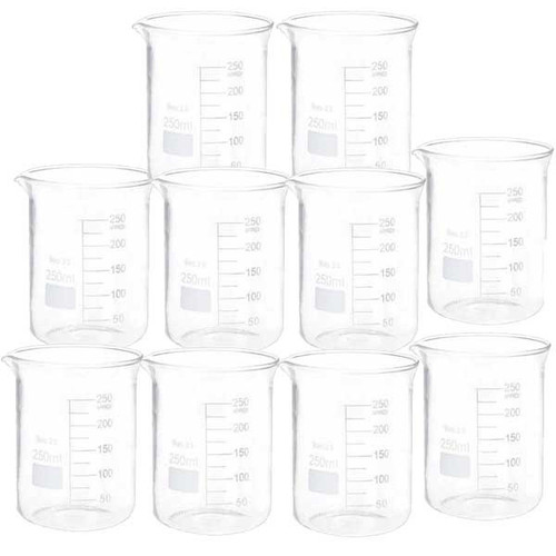 بشر آزمایشگاه مدل beaker ظرفیت 250 میلی لیتر بسته 10 عددی